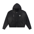 남산타워- namsan Fade Frayed Raw Edge Fleece Zip Hoodie